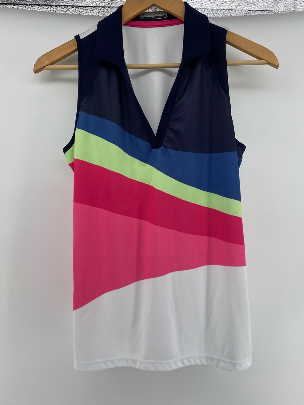 PGA Tour White Tank with Navy and Hot Pink Trim Golf wear top